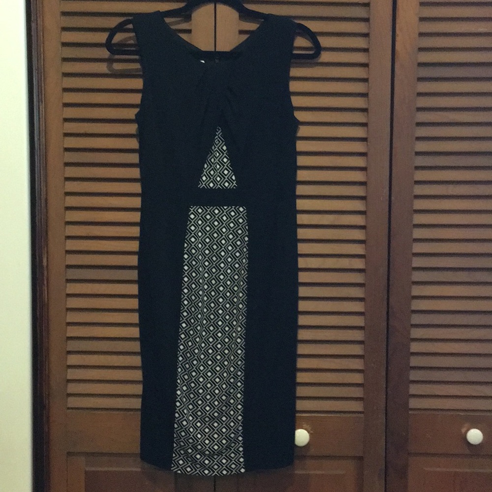 Anne Klein Black Dress with Geometric Design